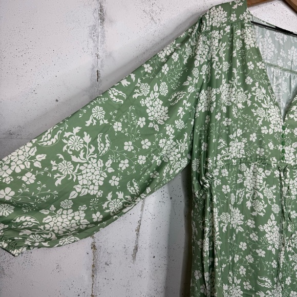Summersalt Cinched Waist Caftan Dress Vintage Floral Ivy Print Silky New NWT XL - Picture 4 of 15